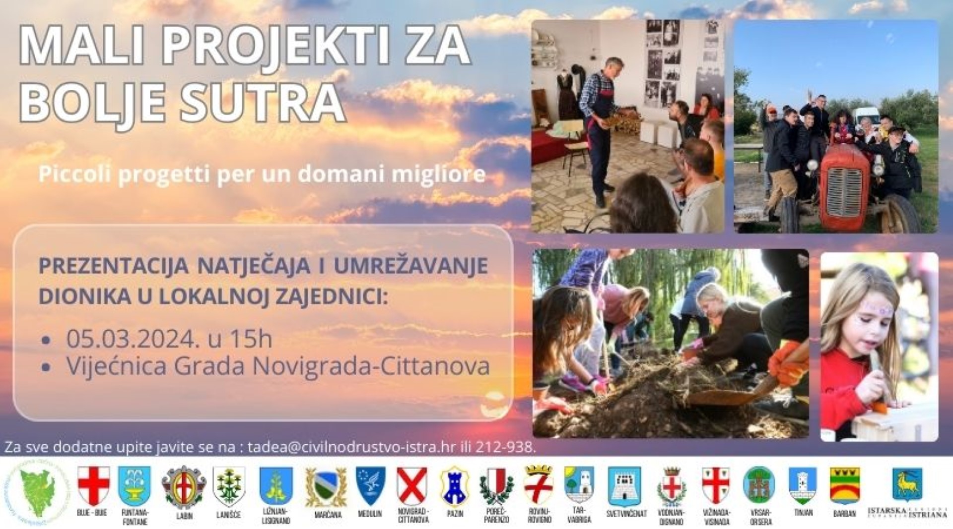 Novigrad: Poziv na prezentaciju natječaja „Mali projekti za bolje sutra